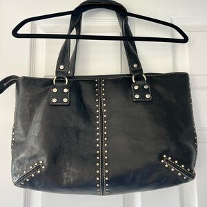 Michael Kors Black Leather Studded Shoulder Bag